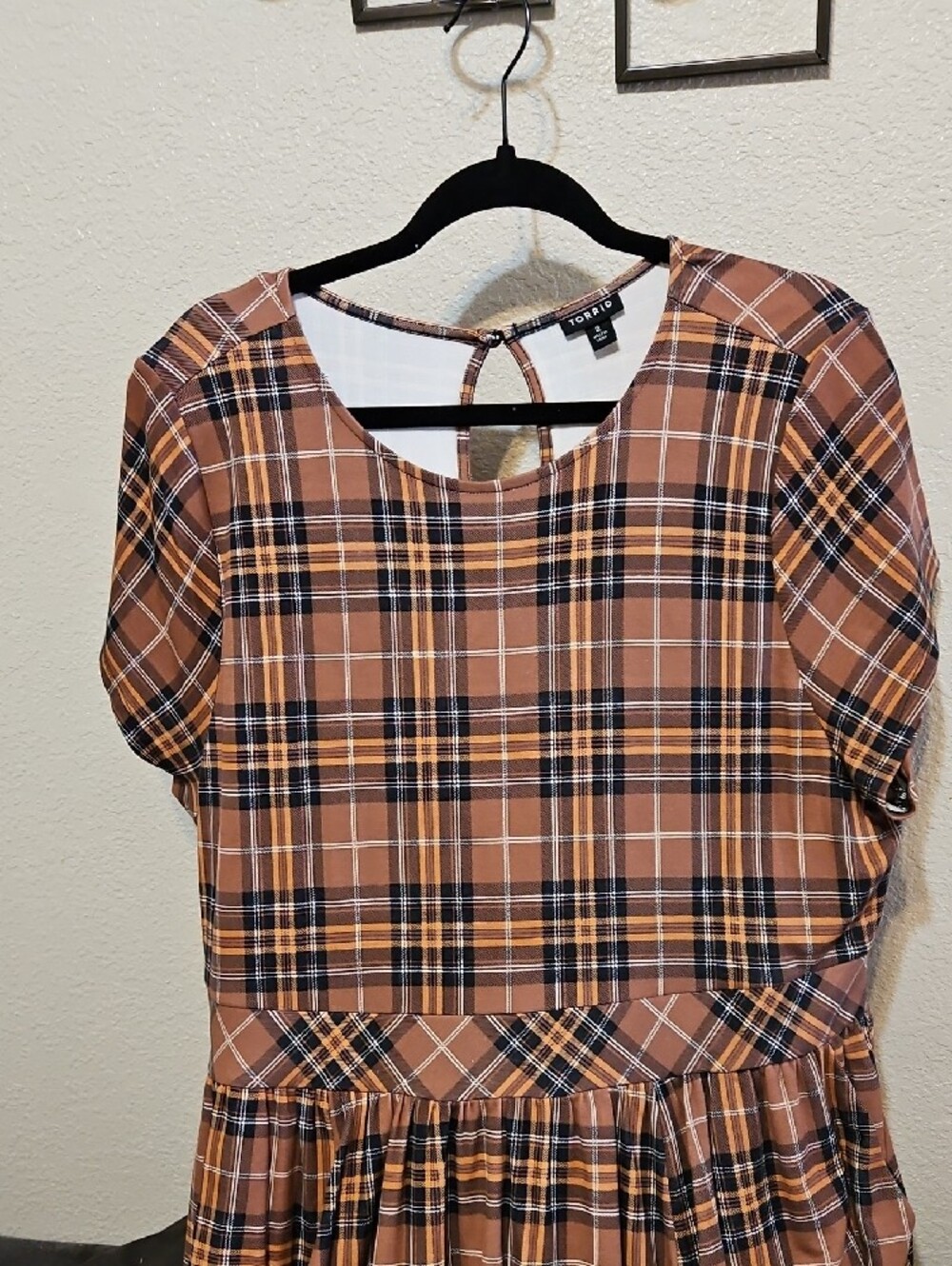 torrid Tan & Black Plaid Fit-and-Flare Midi Dress - Picture 2 of 9